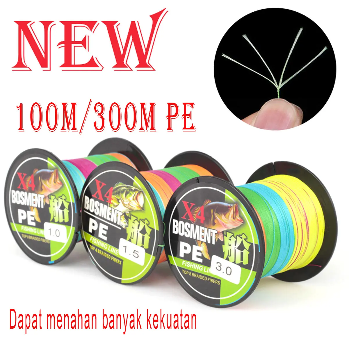 100M Warna PEX 4 Senar Pancing Fishing Line Strength 5.5kg-18.0kg Sangat kuat pe