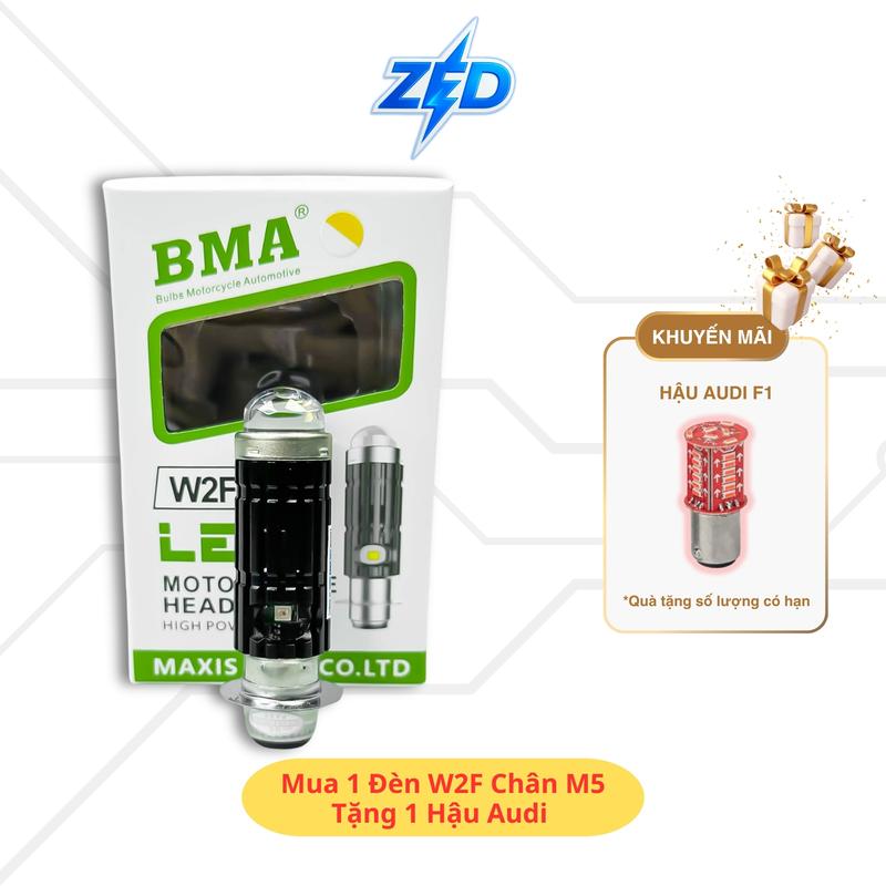Tặng Hậu AUDI VIP Đèn LED Pha Bi Cầu W2F BMA - Ánh Sáng Mạnh Mẽ 30W Chân M5 T19 Lắp Xe Máy 12-24V Điện Bình Trợ Pha Laser - Bảo Hành 12 Tháng