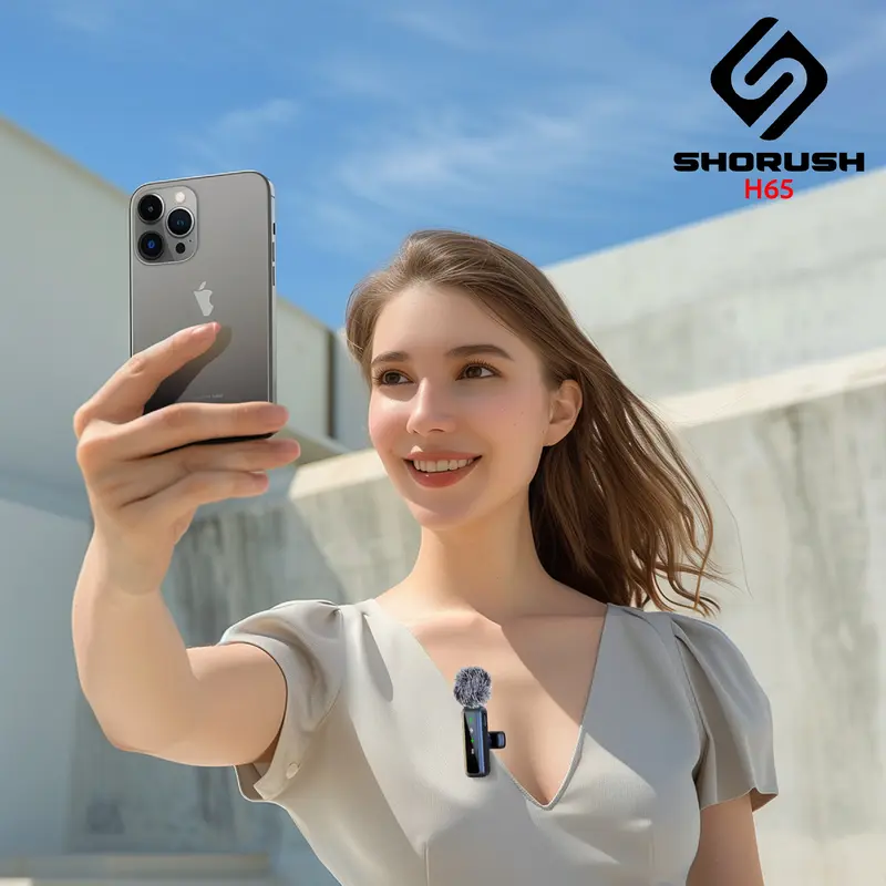 Shorush H65 Wireless Microphone Clip On 3 In 1 Mikrofon Clip On Lavalier Clip On UHF 2.4G Dual Single Mic Wireless Mikrofon Hp Kamera Vlog Youtuber Live Streaming Konten Kreator 5