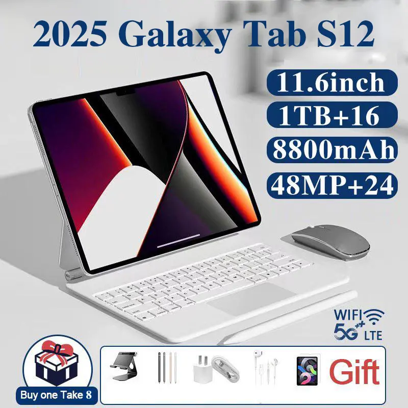 【Free Wireless mouse keyboard set】 Tablet pc S12 11.6inch Tablet 1TB+16GB 120hz Pro Layaknya PC|OLED RealColor FullView Display | Ultra-tipi Tablet hp tabletadvan AirPad Murah Tablet Murahhp MatePad Wifi 0
