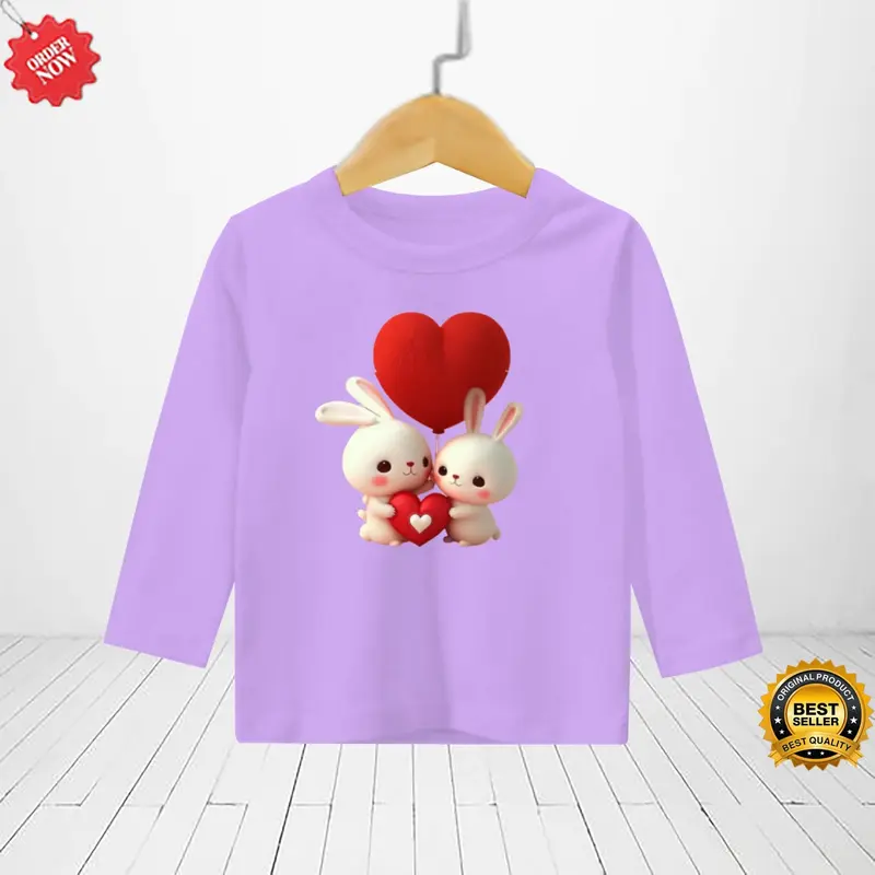 kaos motif rabbit/pakaian anak perempuan lengan panjang umur 1-12 tahun 086 2
