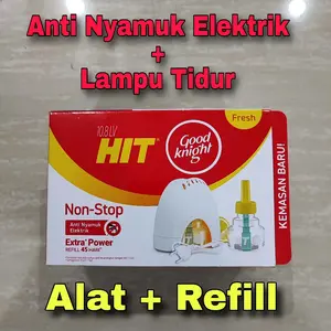 Hit Good Knight Anti Nyamuk Lampu Tidur Alat + Refill Dengan Kabel Non-Stop Extra Power Refill 45 Hari