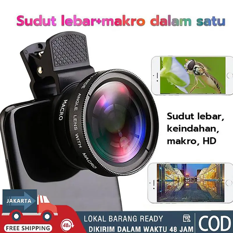 2 In 1 Lensa Super Wide Angle Lens Macro Smartphone Aksesoris Lensa Pembesar 12.5X Camera HP Dengan Klip Untuk Handphone Kamera 0