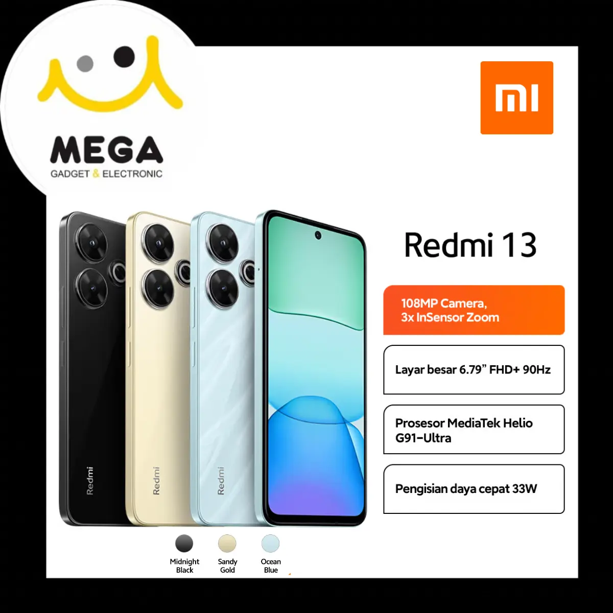 Xiaomi Redmi 13 8GB + 256GB Garansi Resmi Xiaomi Indonesia