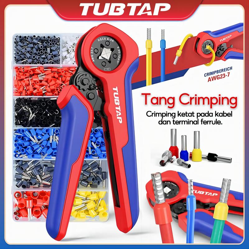 TUBTAP Tang Crimping Ferrules Kit dengan 1200 Buah, Alat Terminal ...