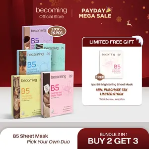 [SPECIAL BUNDLE LEBIH MURAH] becoming 2in1 Bundle B5 Sheet Mask with Panthenol 25ml | Bundle 2 Box isi 16 pcs | Cairan Essence Face Mask | Masker Wajah Melembapkan dan Mencerahkan | Mengencangkan | Menutrisi | Menenangkan | Skin Barrier