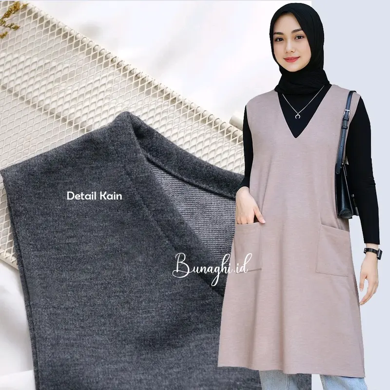 Outer Cardigan Blazer Wanita Panjang Tanpa Lengan-Rompi Long Vest Wanita Terbaru Style Kekinian Atasan Basic 1