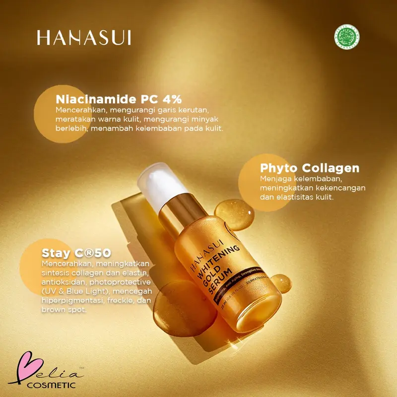 HANASUI BPOM Power Serum Whitening Gold Vit C Collagen Anti Acne Propolis Men Bright Active - Essence Wajah 5