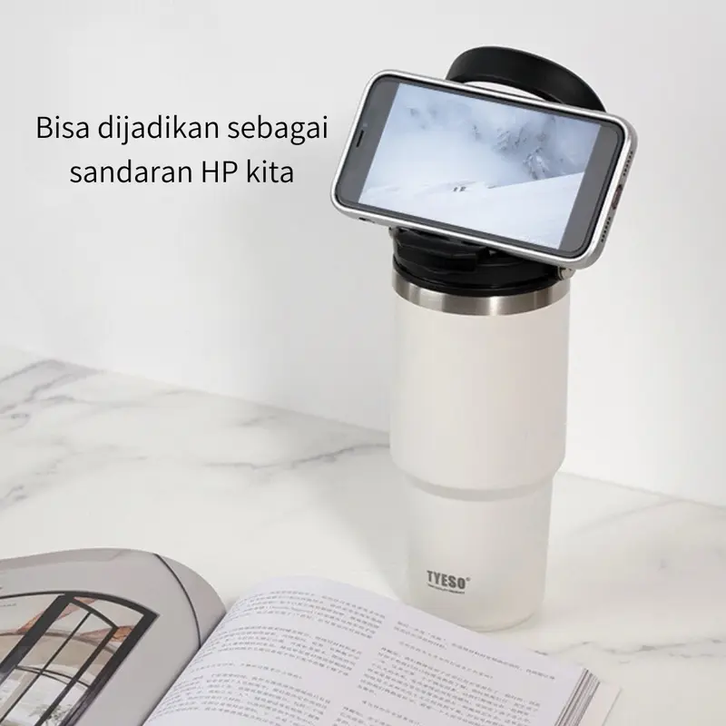 TYESO Tumbler [FREE SIKAT & STIKER 3D] ORI 100% Mug Coffee 2in1 VacuumInsulated DoubleWall TahanPanasDingin SUS304FoodgradeBPAFREE. Botol Termos StainlessSteel 8