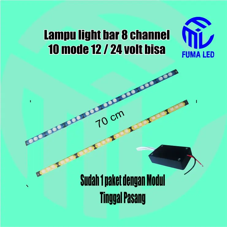 LAMPU LIGHTBAR 70cm ROTATOR 8CH 6MODE Kendaraan