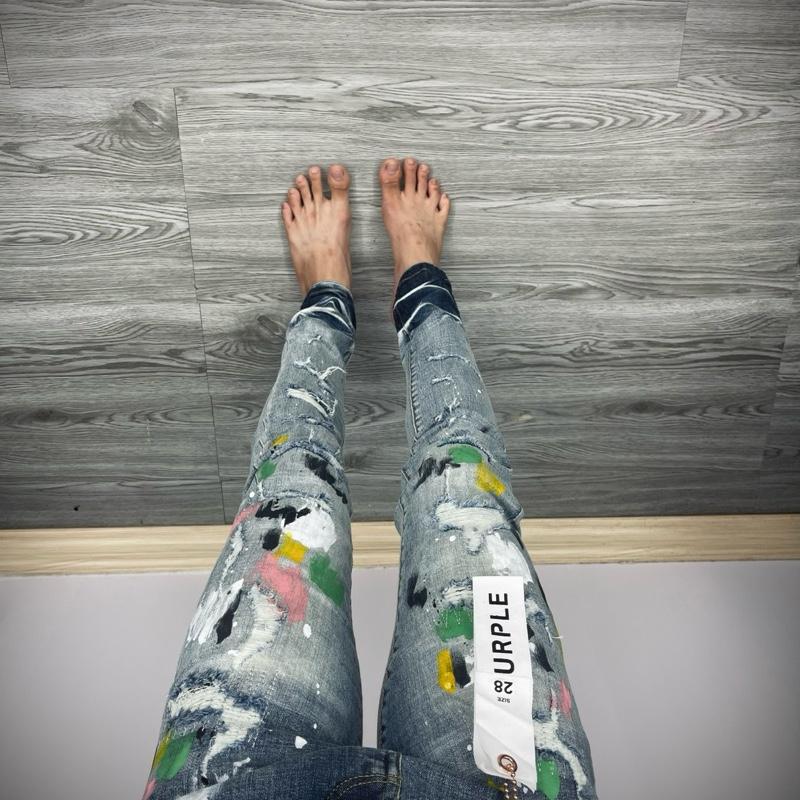  Quần Jean Pu Pồ 6 Xanh Nhạt Vẩy Sơn Rách 4 Cúc Loại 1   Tag Lụa+Cúc Đồng+Túi Vải   