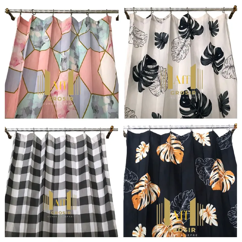Gorden Plisket Motif untuk Pintu Jendela Tirai Estetik 3