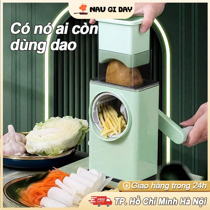 Dụng cụ nhà bếp đa năng 4 trong 1: cắt lát bào sợi nạo rau củ thái lát sử dụng thủ công kèm 6 lưỡi dao bằng thép không gỉ cực bền. Phù hợp làm máy cắt máy bào máy bào phô mai quay.