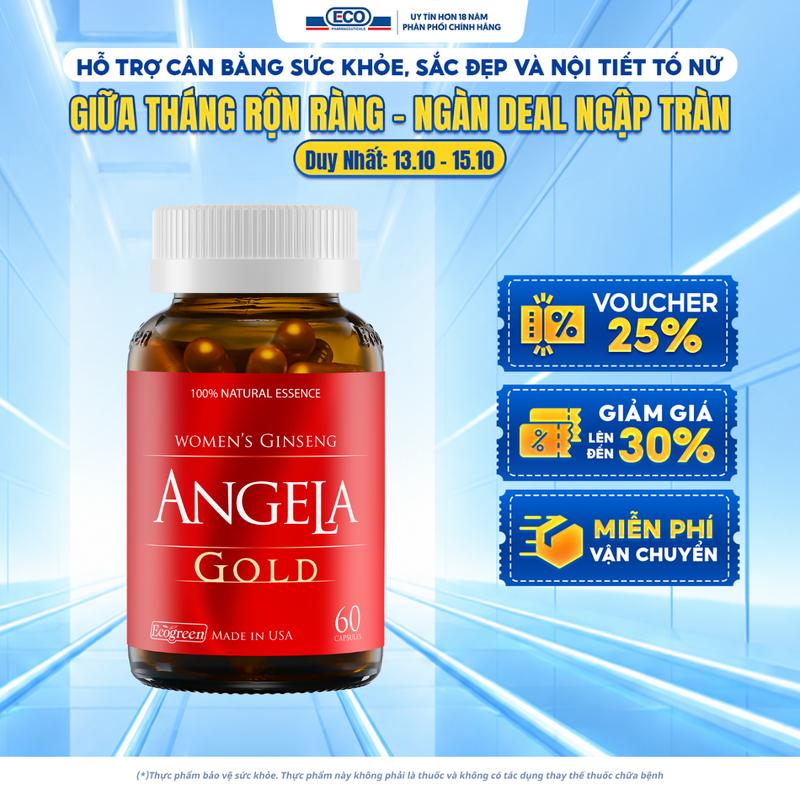 [Hộp 60v] - Viên Uống ANGELA GOLD Ecogreen Hỗ Trợ Sức Khỏe, Sắc Đẹp Cho Nữ