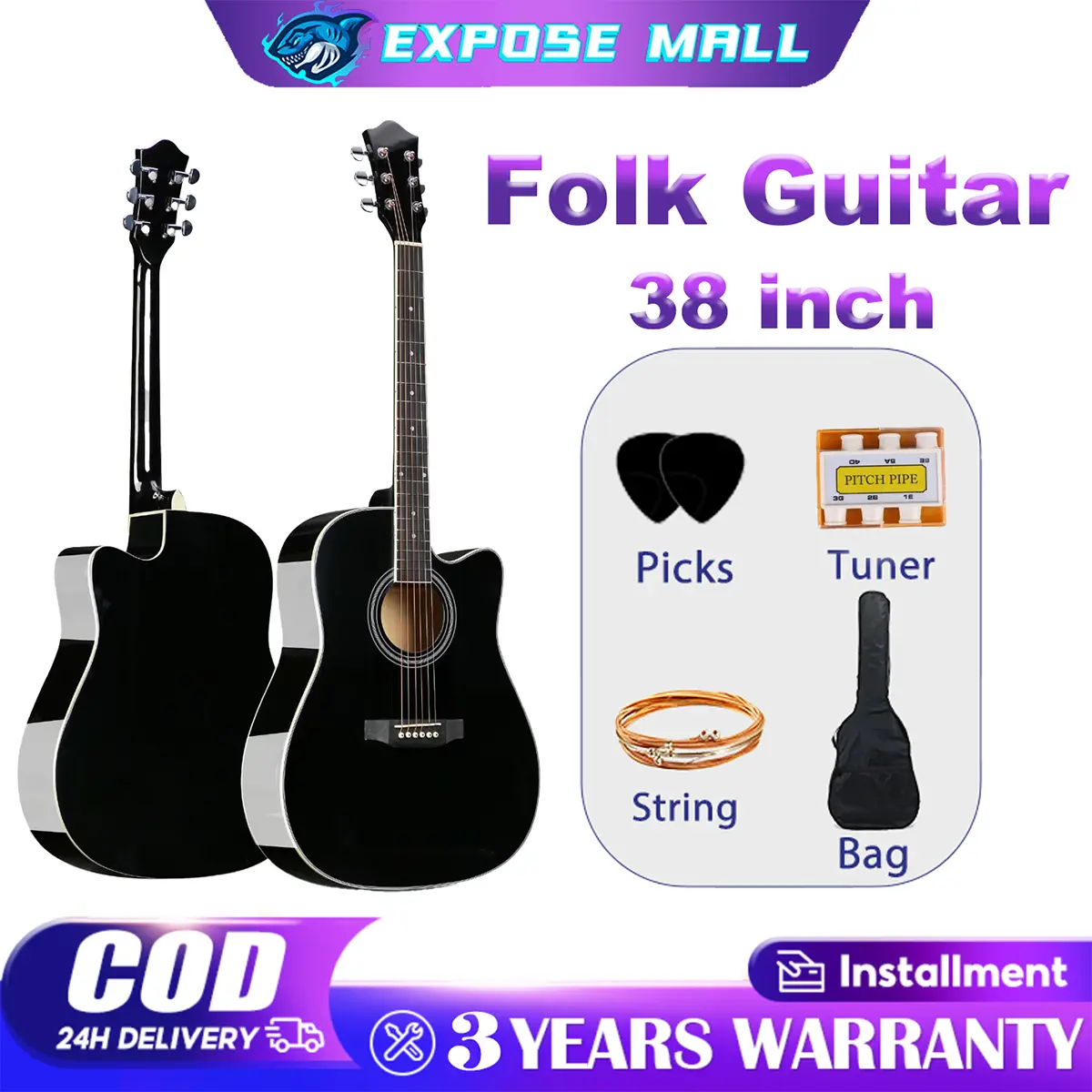 EXPOSE Acoustic Guitar Cutaway Guitar 38 Inch String Set Guitar for Beginners Gitar Akustik 38 Inch/Acoustic Guitar for Beginners Students Singers Musical