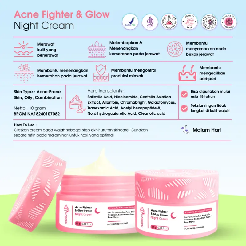 Adleeva Skincare Official Paket Acne Basic Mengatasi Jerawat dan Mencerahkan Wajah Isi 4 Pcs 2