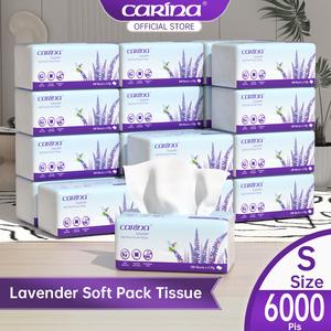 (6000SHEETS 20 Pek) Tisu Muka Lembut Carina Deluxe 100% Pulp Virgin Bayi Selamat (Semula Jadi & Keselamatan) S size 132*190mm