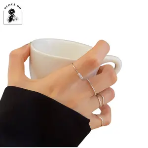 Clova CC667 Cincin Perak Wanita 5 PCS Cincin Wanita Cantik Aksesoris Fashion Wanita