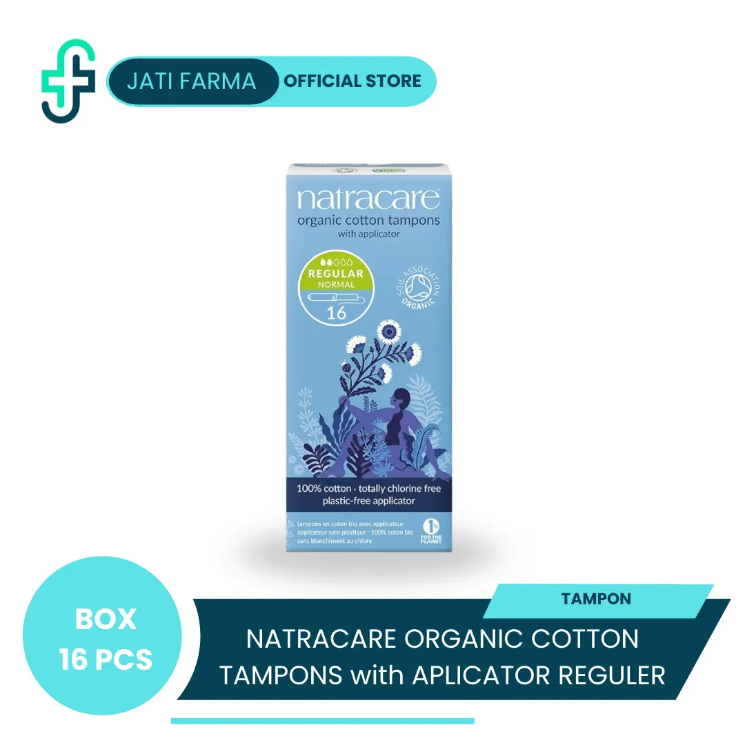 NATRACRAE ORGANIC COTTON TAMPONS WITH APPLICATOR | ISI 16 PCS | TAMPON ORGANIK BEBAS KLORIN