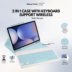 Magnetic Wireless Bluetooth Keyboard Case Kompatibel Untuk Red mi Pad 2 Mi Pad 5/6/7 Red mi pad SE 11" 2023 Red mi Pad 10.61 Po co Pad 12.1" Mi Pad 6s Pro 12.4" With Stylus Holder Book Cover Flip Case Sarung Pelindung Casing