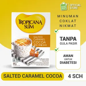 Tropicana Slim Salted Caramel Cocoa 4 Sachet - Minuman Cokelat Bubuk Bebas Gula Pasir