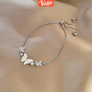 COD Gelang Titanium Kupu-kupu Perak Simpul Wanita Korea Fashion Aesthetic Cewek Butterfly Knot Aksesoris Gelang Serut