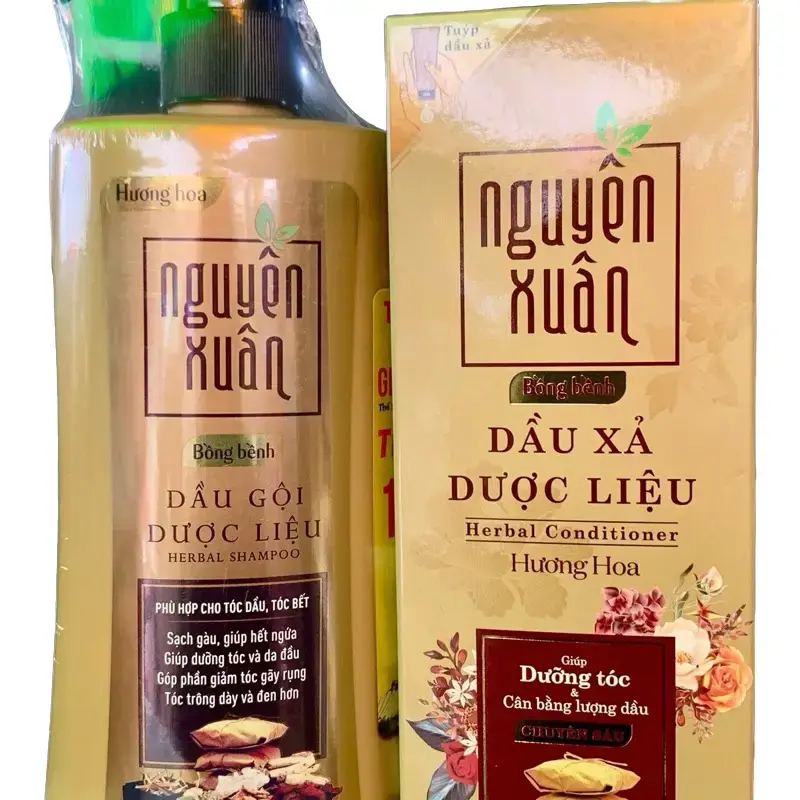 Combo 2 Chai Gội Và Xã Nguyên Xuân (Gội 450ml Và Xã 150ml) - Ngăn Rụng Tóc, Trị Gàu, Kích Mọc Tóc, Thơm Dể Chịu