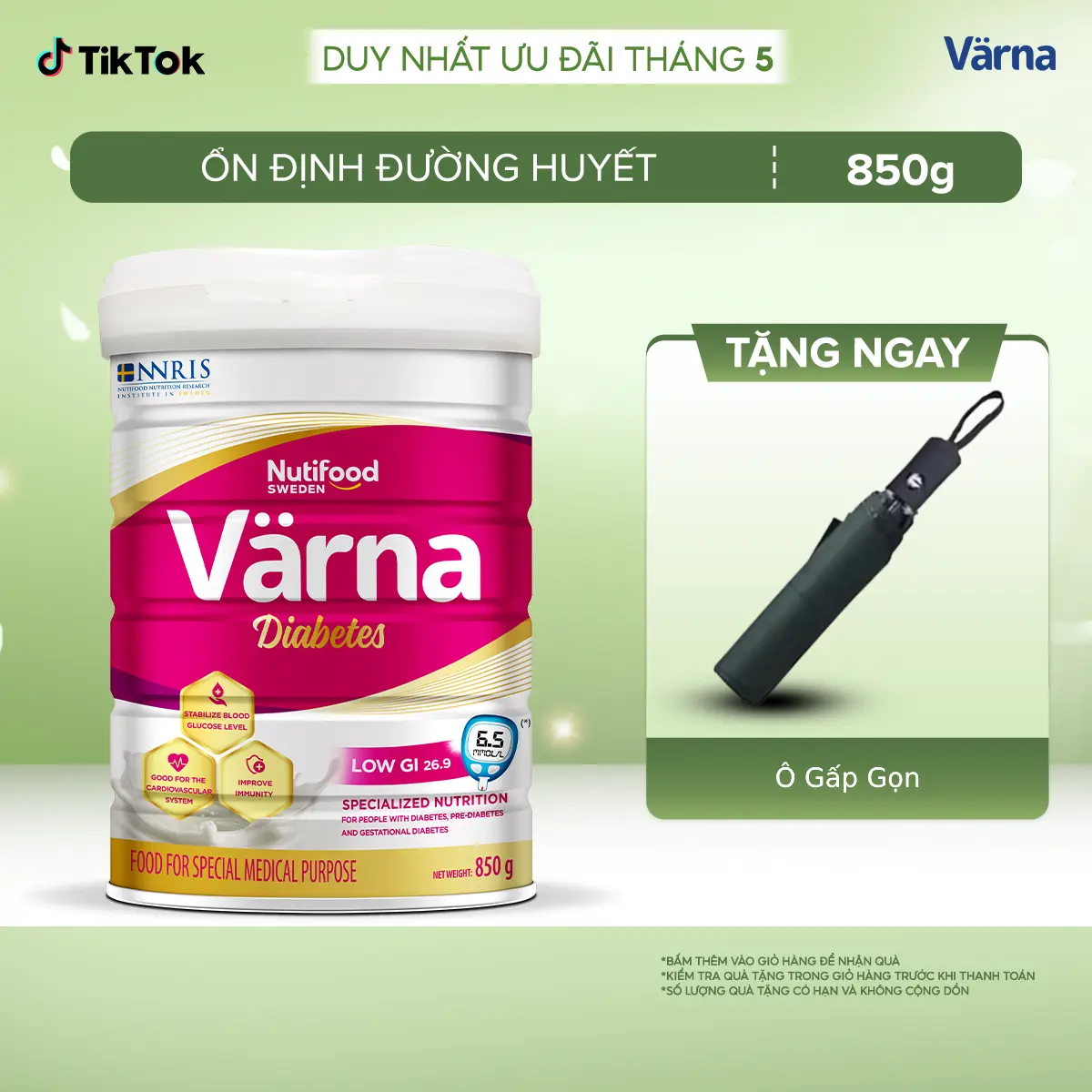 Sữa Bột Varna Diabetes lon 850g - Hỗ trợ ổn định đường huyết