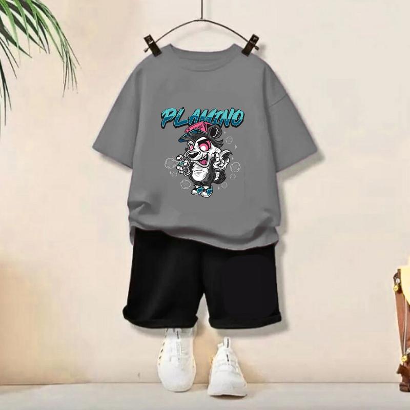 Product Introduction of Plamino Setelan Anak Laki Perempuan Motif Hewan Tupai Set Kaos Dan Celana Fashion 25