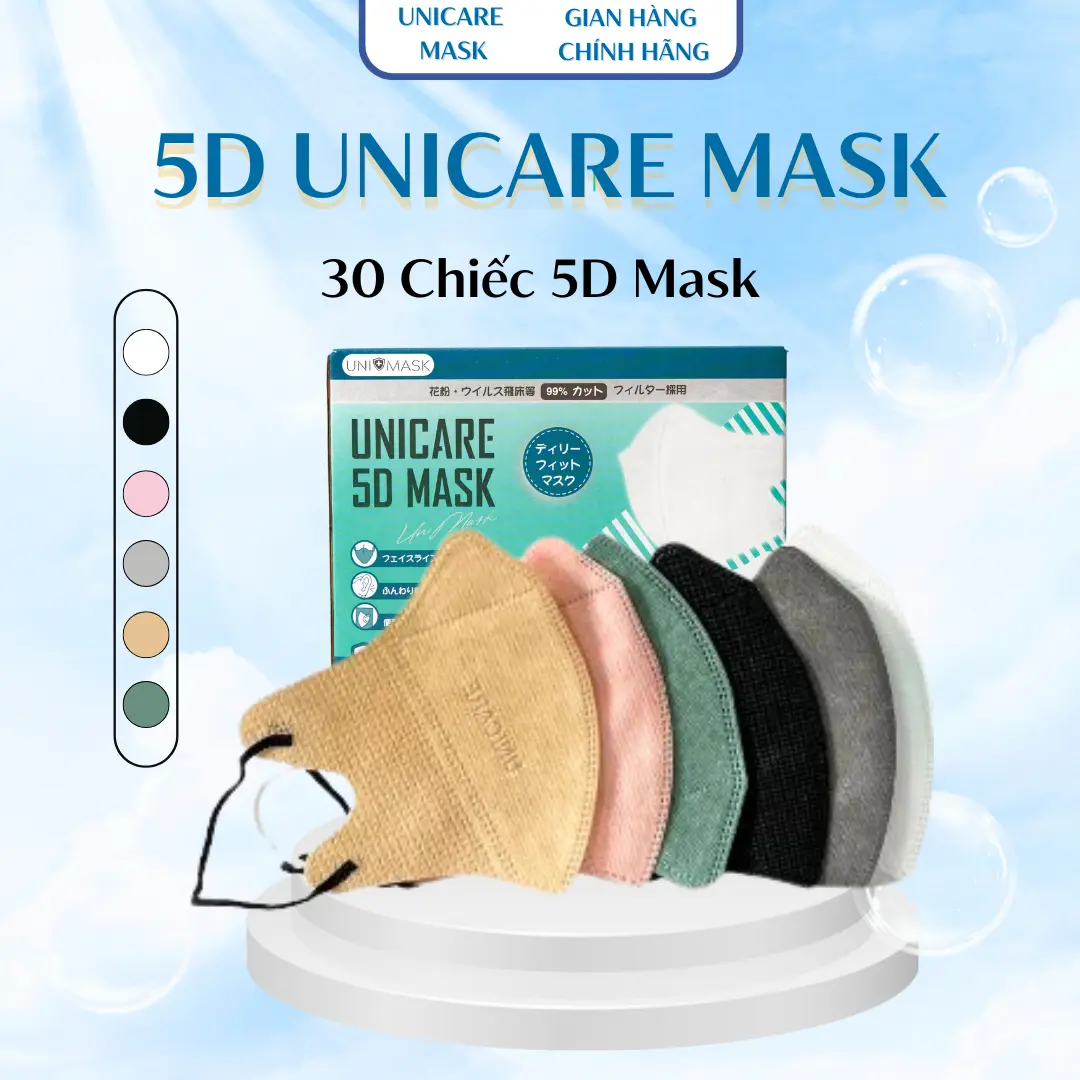[QUÀ TẶNG] 30 Chiếc Khẩu Trang 5D Chống Bụi Mịn Màu Sắc Đa Dạng Thiết Kế Ôm Mặt Thời Trang Kháng Khuẩn