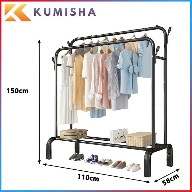 Giá treo quần áo kim loại 2 giá treo đồ kệ để quần áo 2 tầng Đơn Giản Chắc Chắn Tiện Lợi ke phoi quan ao sao kệ hàng