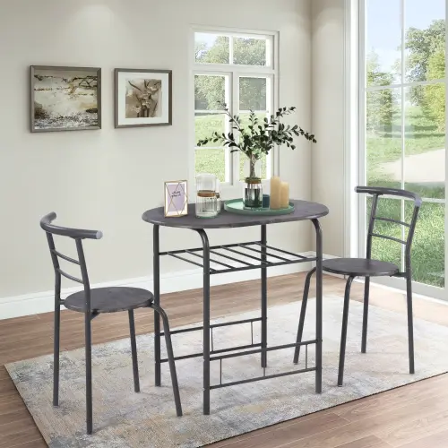 Dining Table & Chairs Set, 1 Table 2 Chairs Kitchen and Dining Room Furniture Kitchen Table Metal Frame Table for Small Space, Apartment 8