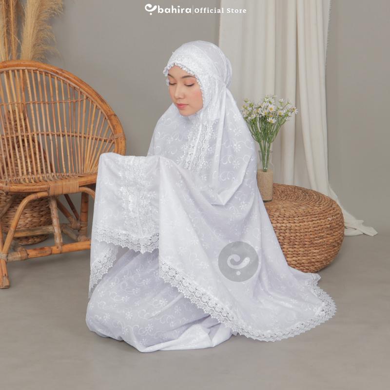 BAHIRA - Mukena Dewasa Katun Paris Premium Bordir Putih Renda Krisdayanti 0