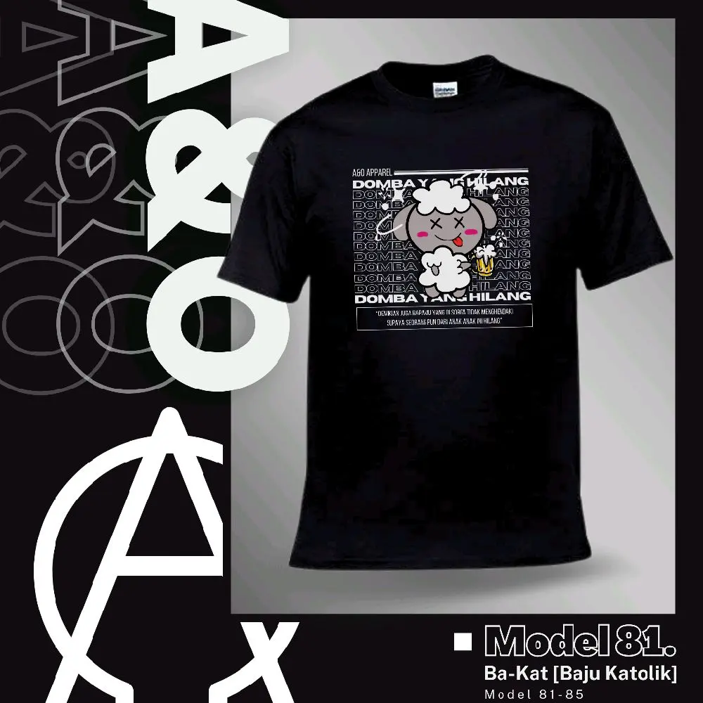 Baju Kristen Katolik, Bahan Katun Premium, Sablon DTF, Domba yang healing, Domba yang hilang, adanoreborn komedi katolik