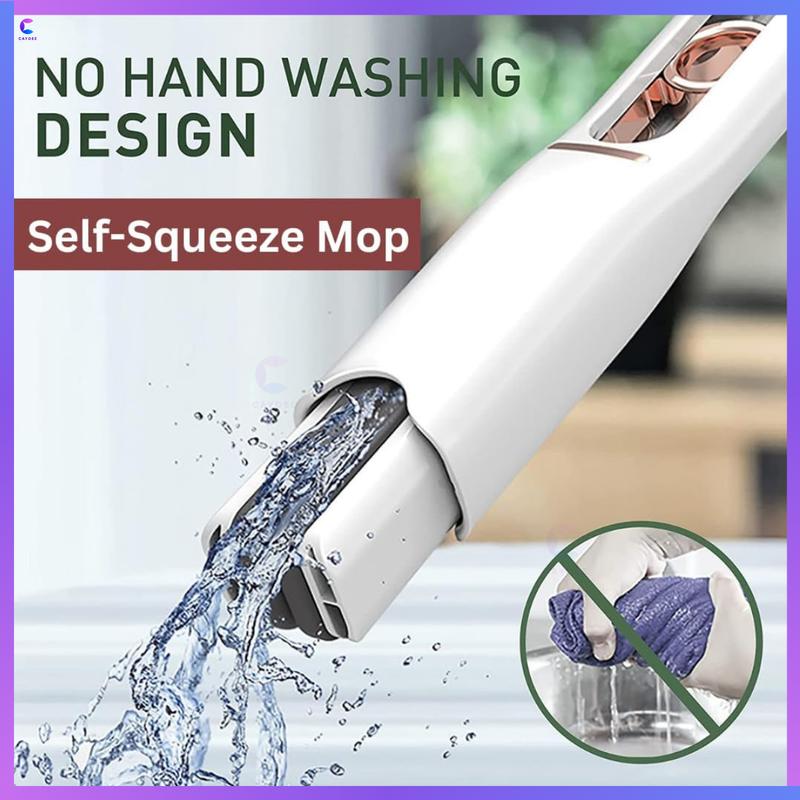 Mop Mini Perah Sendiri Mudah Alih, Serbaguna, Mop Span Basah-Kering, untuk Dapur, Bilik Mandi dan Ruang Kecil, Penyerap, Alat Pembersihan Pegang Tangan dengan Span Gantian 1