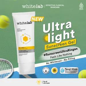 WHITELAB SUNSCREEN GEL SPF 50 PA+++- ULTRALIGHT - SUNBLOCK ANTI KOMEDO PELINDUNG SINAR MATAHARI UV A UV B BLUE LIGHT DENGAN NIACINAMIDE, RINGAN, TIDAK LENGKET, WHITECAST & PILLING [BPOM]