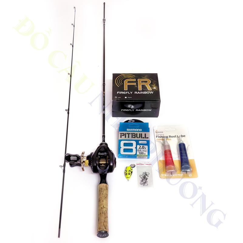  Combo Cần Câu Lure UL Máy Ngang FR200 + Dầu Mỡ Tra Máy Dây Pe x8 100m Nhái hơi Khóa Lure - Fishing Lure 