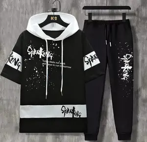 satu set outfit pria oversize Sparking Set Baju dan Celana Jogger Atasan Kaos Sweater Keren Motif Casual Sablon Panjang Dewasa Setelan Distro