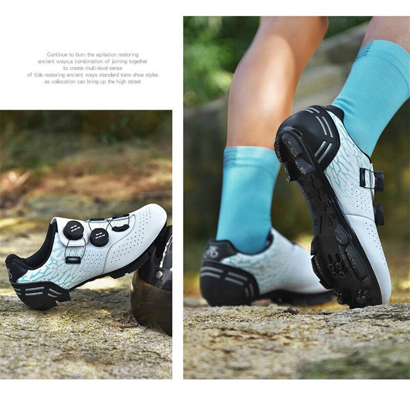 Product Introduction of 36-48 Outdoor Road Bike Non-locking Cycling Shoes New Biking Shoes for Men Double Button Road Mountain Shoes Bicycle Shoes Women Non-slip Sports Shoes 24