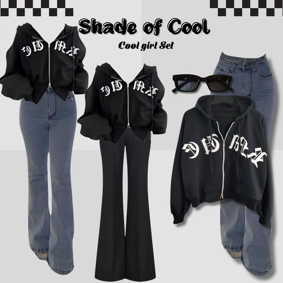 Baju Setelan Wanita Keren Cool Girl Outfit  Terbaru 2025 - Zipper Crop + Celana Cutbray Jeans |RD086|