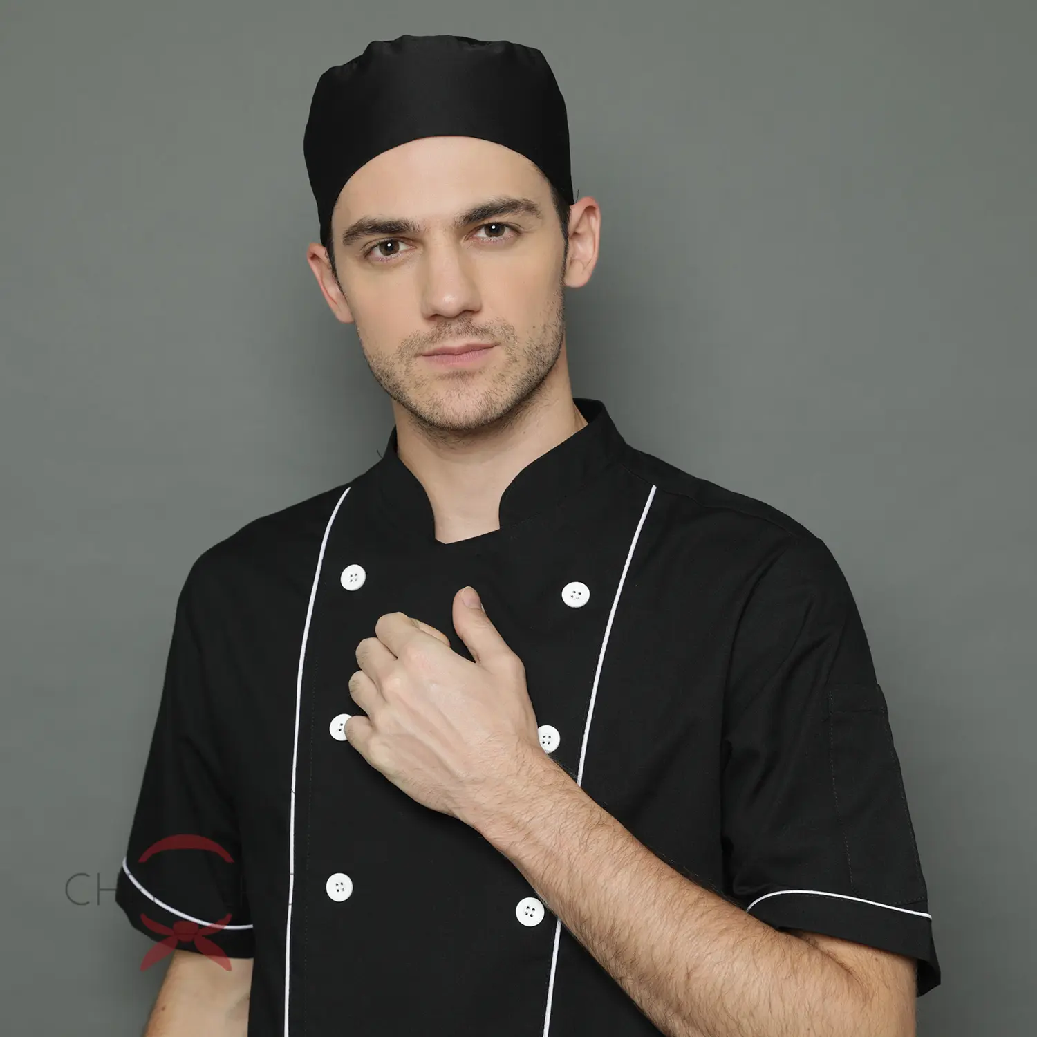 Chef Cap Hat with Mesh - Black