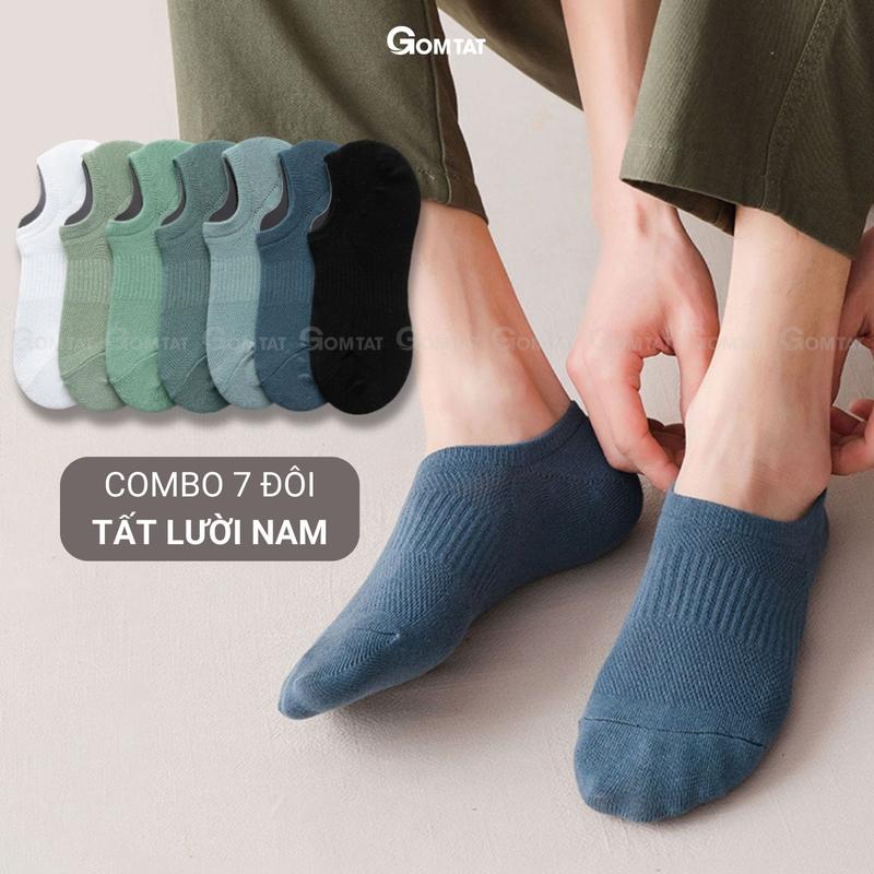 Combo 7 đôi tất đi giày lười nam vớ cổ ngắn nam chất liệu cotton cao cấp có đệm cao su chống tuột gót chân Menswear - HAI-MIA-1401