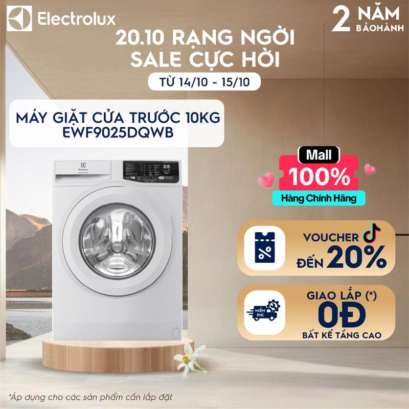 Máy giặt cửa ngang Electrolux 9kg UltimateCare 100 - Trắng EWF9025DQWB - Động cơ Inverter yên tĩnh, diệt 99.9% vi khuẩn, làm sạch trang phục hiệu quả