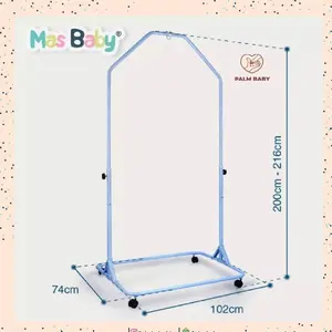Mas Baby Tiang Ayunan Bayi Biru dan Pink dengan 4 Roda Bisa Dikunci dan 1 Set Hanger untuk Gantung Kain Ayunan