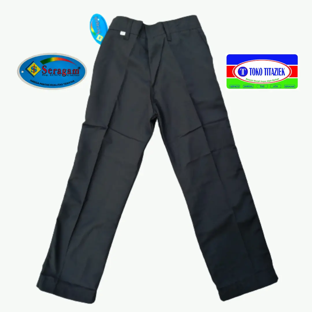 Celana Hitam Panjang Karet Merek SERAGAM