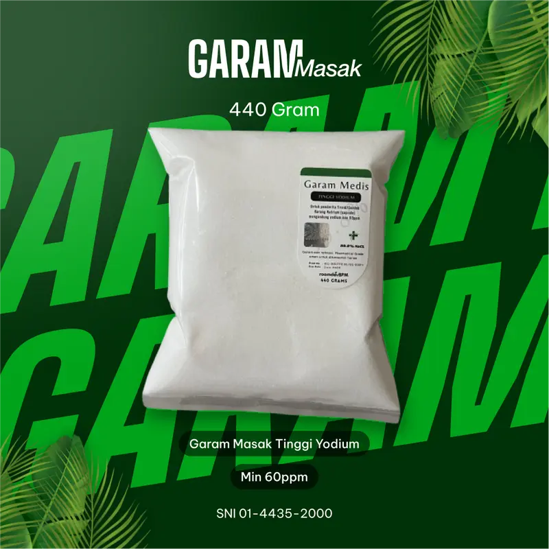 Garam Medis Steril PG-USP Organik Tinggi Yodium 440gr - Untuk Kelenjar Tiroid/Gondok - Spices, Botol 0