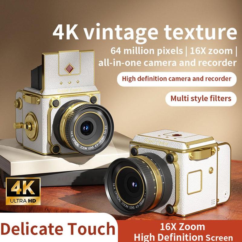 Máy ảnh CCD cầm tay phong cách retro với thiết kế ống kính đôi dành cho học sinh