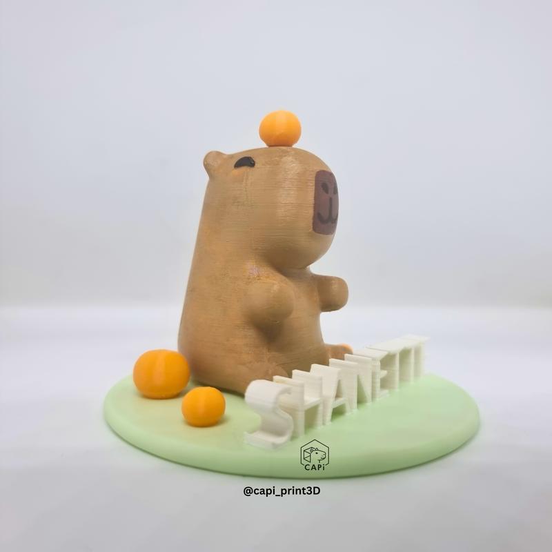 Figur Capybara Lucu Custom dengan Nama & Tumpukan Jeruk - Mainan Lucu - Toy Anak 5