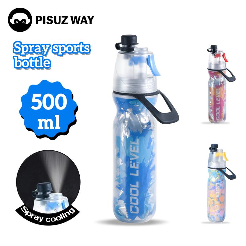 Bình Nước Cách Nhiệt, ly uống nuớc 500ML,BÌNH NƯỚC THỂ THAO PHUN SƯƠNG Giữ Lạnh, Bình Bóp Phun Sương, Cầm Tay, Bình Xịt Hai Tầng, Thích Hợp Cho Xe Đạp Thể Thao, Đi Xe Đạp Ngoài Trời, Phương Pháp Pisuz