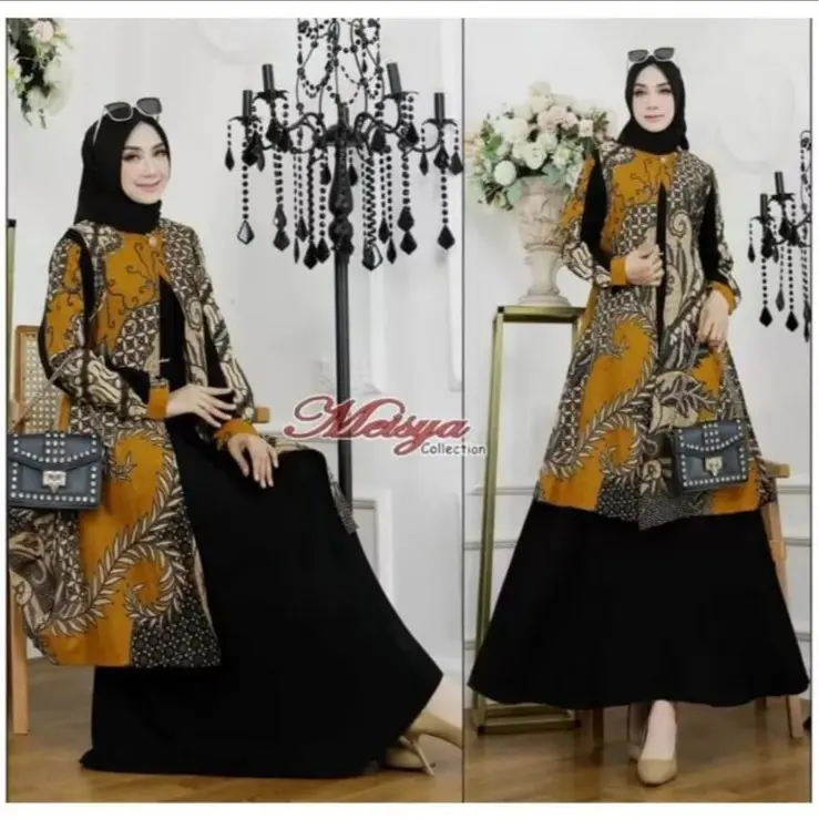 Gamis Dress Kondangan Pesta Mewah Elegan Busui / baju kondangan batik gamis terbaru/ gamis wanita batik dress Panjang Muslim Nyaman Atasan 3